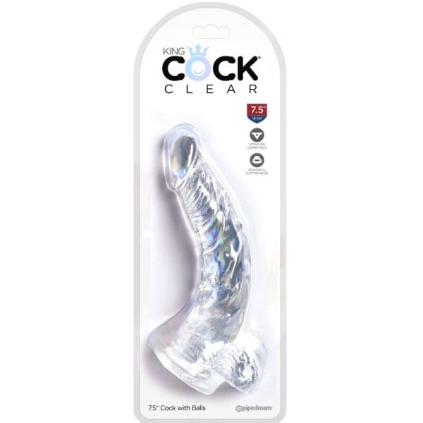 KING COCK - CLEAR REALISTIC CURVED PENIS WITH BALLS 16.5 CM TRANSPARENT 4